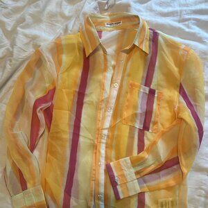 Sheer Strip Button down shirt